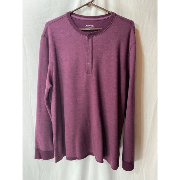Untuckit Purple Burgandy Textured Long Sleeve 3 Snap Henley XL - Picture 2 of 6